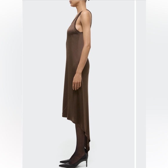 Helmut Lang High Low Midi Dress brown tank sleeveless medium NWT - Picture 3 of 5